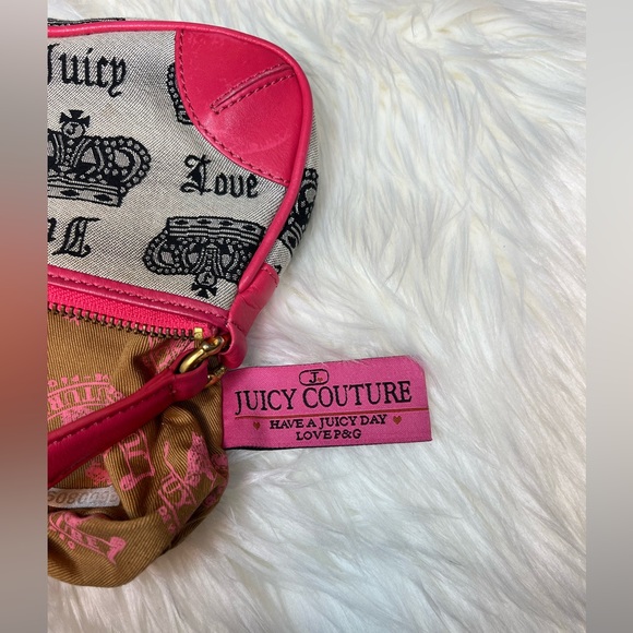 Vintage Juicy Couture Shoulder Bag Pink Leather and Canvas 2004-2006 P&G - Picture 12 of 15